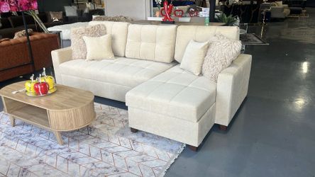 NEE SECTIONAL SLEEPER WITH STORAGE CREAM FABRIC 120x60