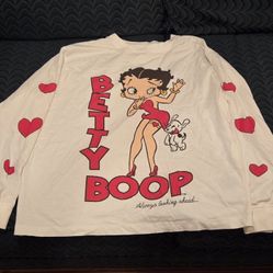Betty Boop Graphic Long Sleeve T-Shirt, Size S