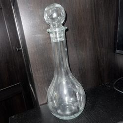 Vintage Javit Crystal Nautical Glass Alcohol wine decanter with stopper Maritime Clipper Sailboat Edged In Glass