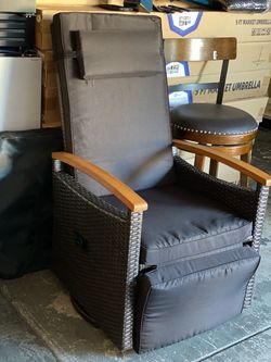 Rattan swivel reclining chair