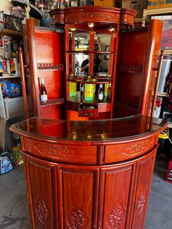 Carved Rosewood Home Bar Cabinet
