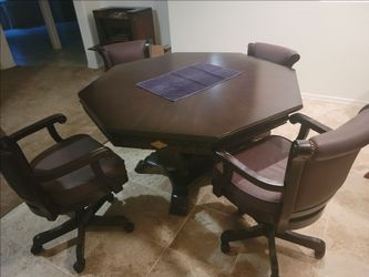 Poker table with four chairs