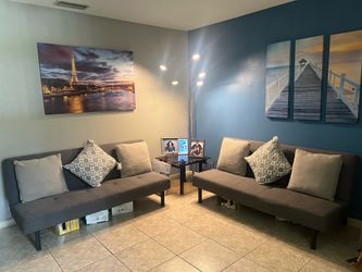 Grey sofas 2 converted in a  bed