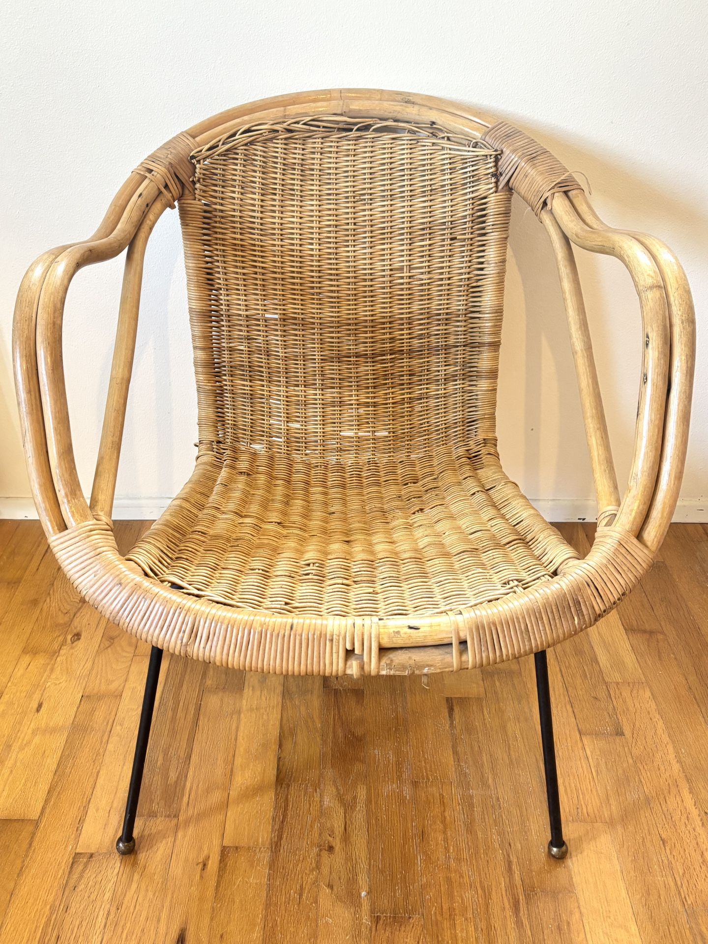 Mid Century Arthur Umanoff Wicker Basket Chair
