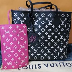 Authentic Limited Edition Louis Vuitton Neverfull Mm Giant Monogram Flower Empreinte Bag And Removable Pouch
