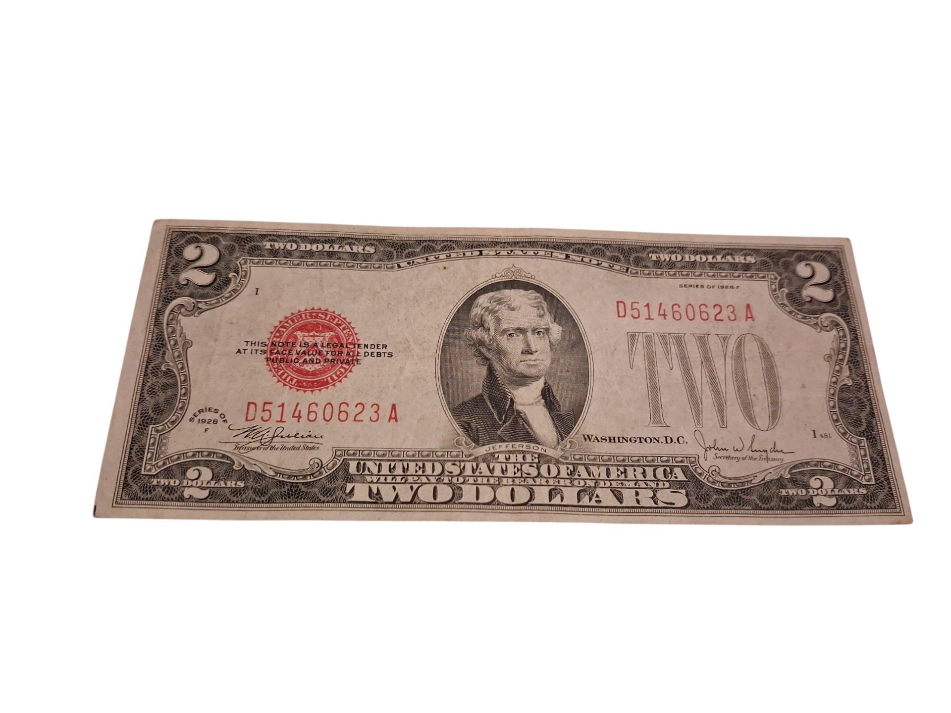 1928 F Two dollar bill $2