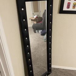 5 Foot Tall Leather Mirror With Studs 