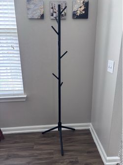 Haddockway Wooden Coat Rack Stand – 8 Hooks Adjustable Coat Tree (New Zealand Pine)