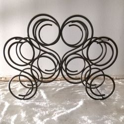 Vintage Gray Metal Swirl Countertop 8-Bottle Wine Rack