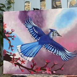 Blue Jay Bird Art Painting 