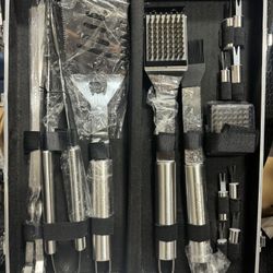 16 Piece Pro Stainless Steel Grill Set With Storage Case $15 