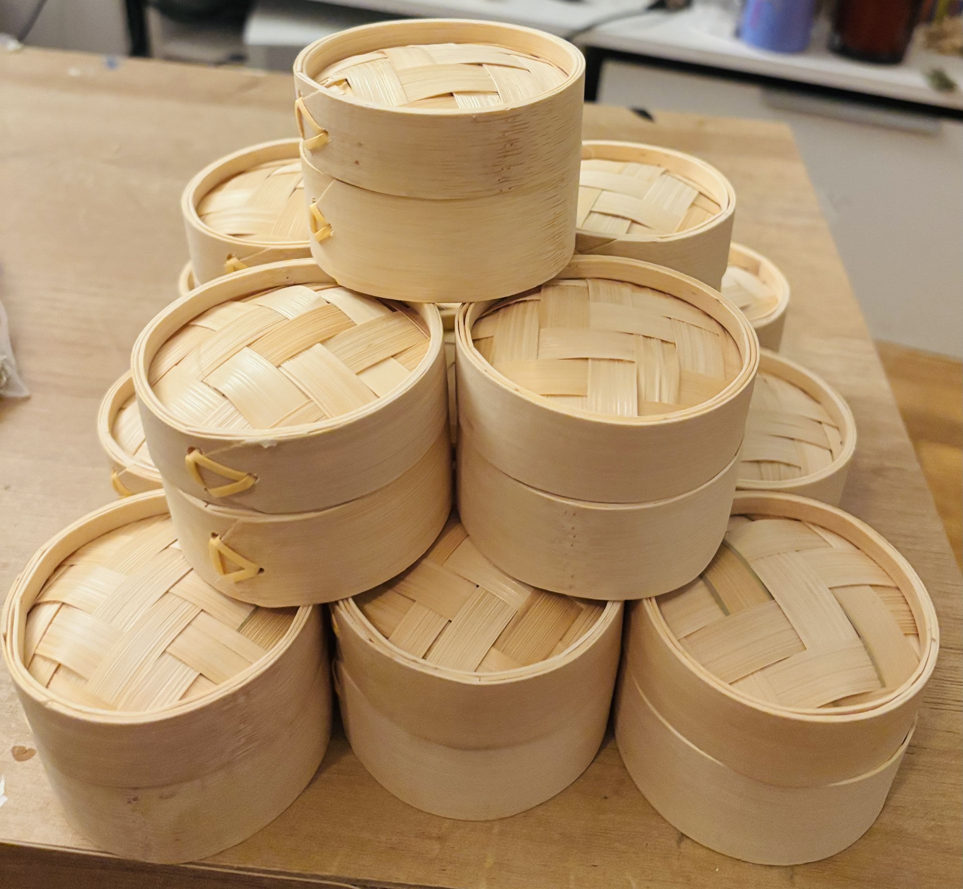 3inch Mini Bamboo Steamers - 14 Pcs