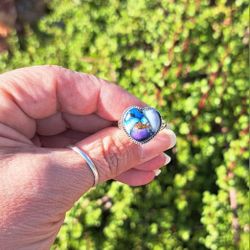 🪻Handmade | Violet Azure Dahlia Turquoise Ring🪻