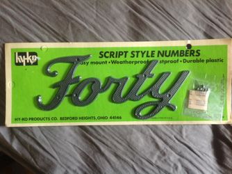 Vintage KY. KO, SCRIPT STYLE NUMBERS Forty, Made in USA.