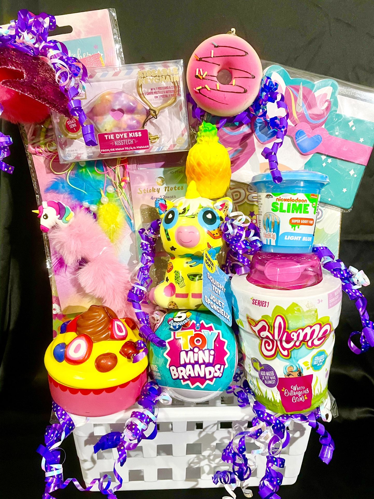 Squishy Slime Five Surprise Unicorn Gift Basket