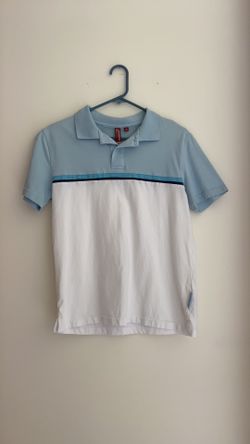 Blue/white polo shirt 100% cotton slim fit Small