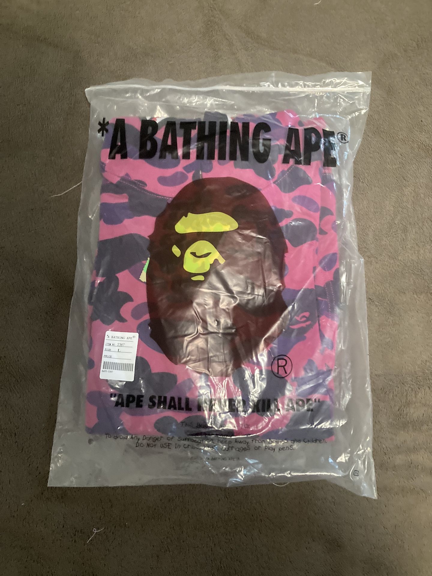 Purple Bape Hoodie Large New 