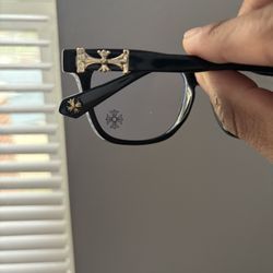 Black/ Gold Chrome Heart Style Glasses