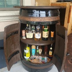 Refurbished Oak Wiskey/wine Barrel Cabinet