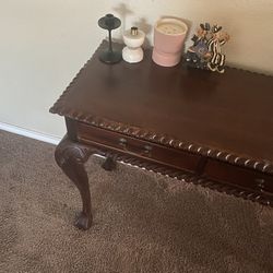 Brown Antique Console With 3drawers 