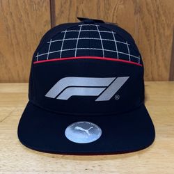 Puma Formula 1 HD Logo Hat Cap Flat Brim Snapback Black Motorsport Racing F1 NEW