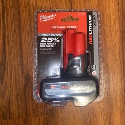 (1)Milwaukee High Output M12 XC 5.0 Battery (48-11-2450) 