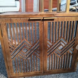 Mirrored & Wooden Accent Cabinet
