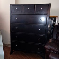 Three Draws Up Top For Long Drawers Made In China Dark Maplewood Solid Wood Very Nice Practically New Dresser