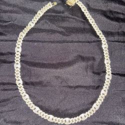 Gld 9mm 14k Gold Plated Cuban Link Chain 
