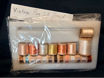 Vintage Pure Silk Thread Collection — 20+ Wooden Spools | Warm Neutrals & Earth Tones
