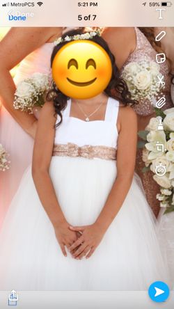 Flower girl dress white and rose gold