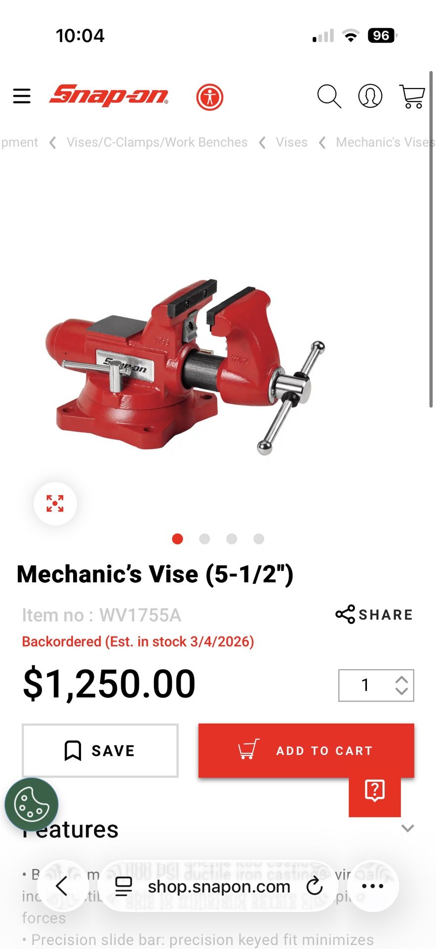 5” SnapOn Vise