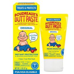 Boudreaux's Butt Paste Original Diaper Rash Cream, Ointment For Baby, 2 Oz Tube