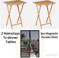 Mainstays Folding TV Dinner Tables Set of 2 & magnetic screen door