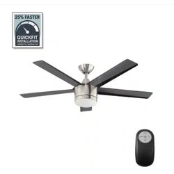 Home Decorators Collection Merwry 52 in. Integrated LED Indoor Brushed Nickel Ceiling Fan - New