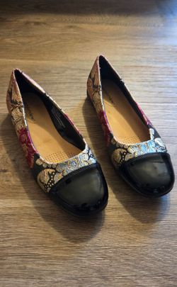 Fay Black Patent Toe Floral Jacquard Flats