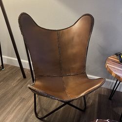 Brown Leather Butterfly Chair 