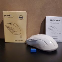 Dual Bluetooth & USB Wireless Mouse-White 4000 Max DPI Connect 2 Devices
