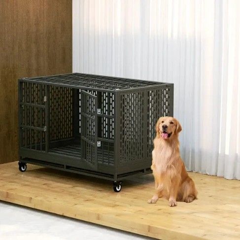 This dog cage furniture is made of all metal and can be folded without complicated assembly, making it extremely durable and stable. Choose a dog crat