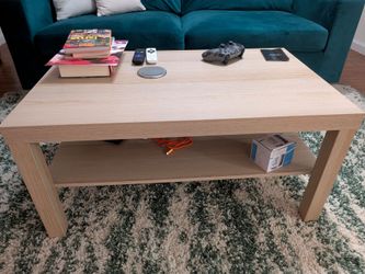 White Stained Oak Coffee Table with Lower Shelf