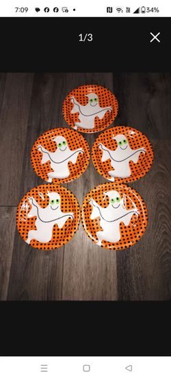 Halloween Ghost Paper Plates (50 total)