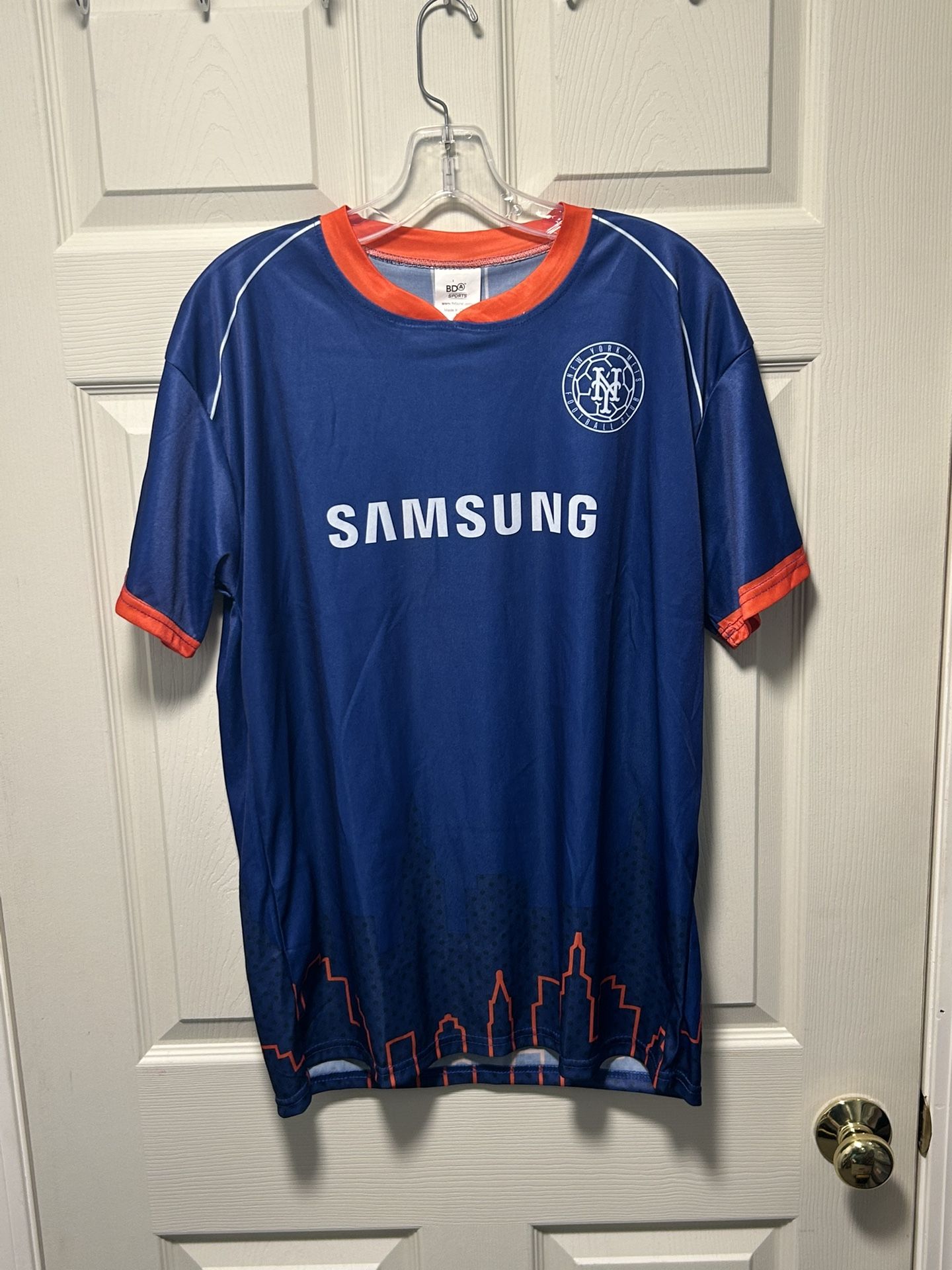 2024 New York Mets Soccer Jersey/Samsung SGA 7/9/24 Large MLB Blue Short Sleeve