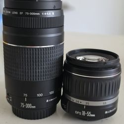 Canon ef and efs: ef 75-300mm lense and efs 18-55mm