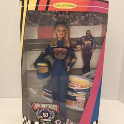 NASCAR Car Racing Barbie Doll 50th Anniversary Collectors Edition NIB