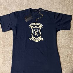 Louis Vuitton Print Shirt Navy Blue With  Gold Chain