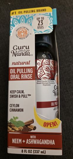 GuruNanda Coconut & Cinnamon Oil Pulling Flavor + Neem & Ashwagandha - Oral Rinse Mouthwash - 8 oz
