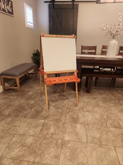 Melissa & Doug Deluxe Standing Art Easel - Dry-Erase & Chalk Board