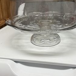 Cake Plate With Glass Lid, Anchor Hocking Savannah