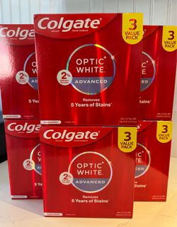 Colgate Optic White Advanced Sparkling White Toothpaste with 2% Hydrogen Peroxide, Mint, 3 Pack, 3.2 OZ