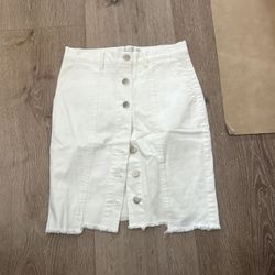 JOA White denim skirt button down XS